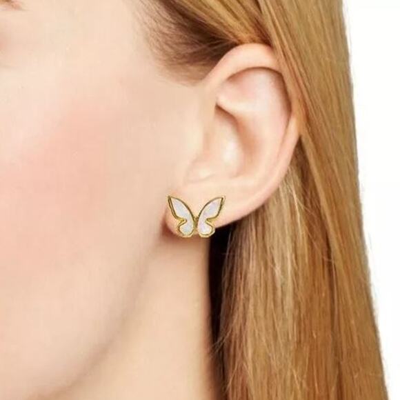 kate spade Accessories - Kate Spade All A Flutter Mother of Pearl Gold Tone Butterfly Stud Earrings NEW